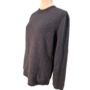 Transit Par Such Mens Wool Sweater Charcoal Navy Crew Neck Exposed Seams Size M